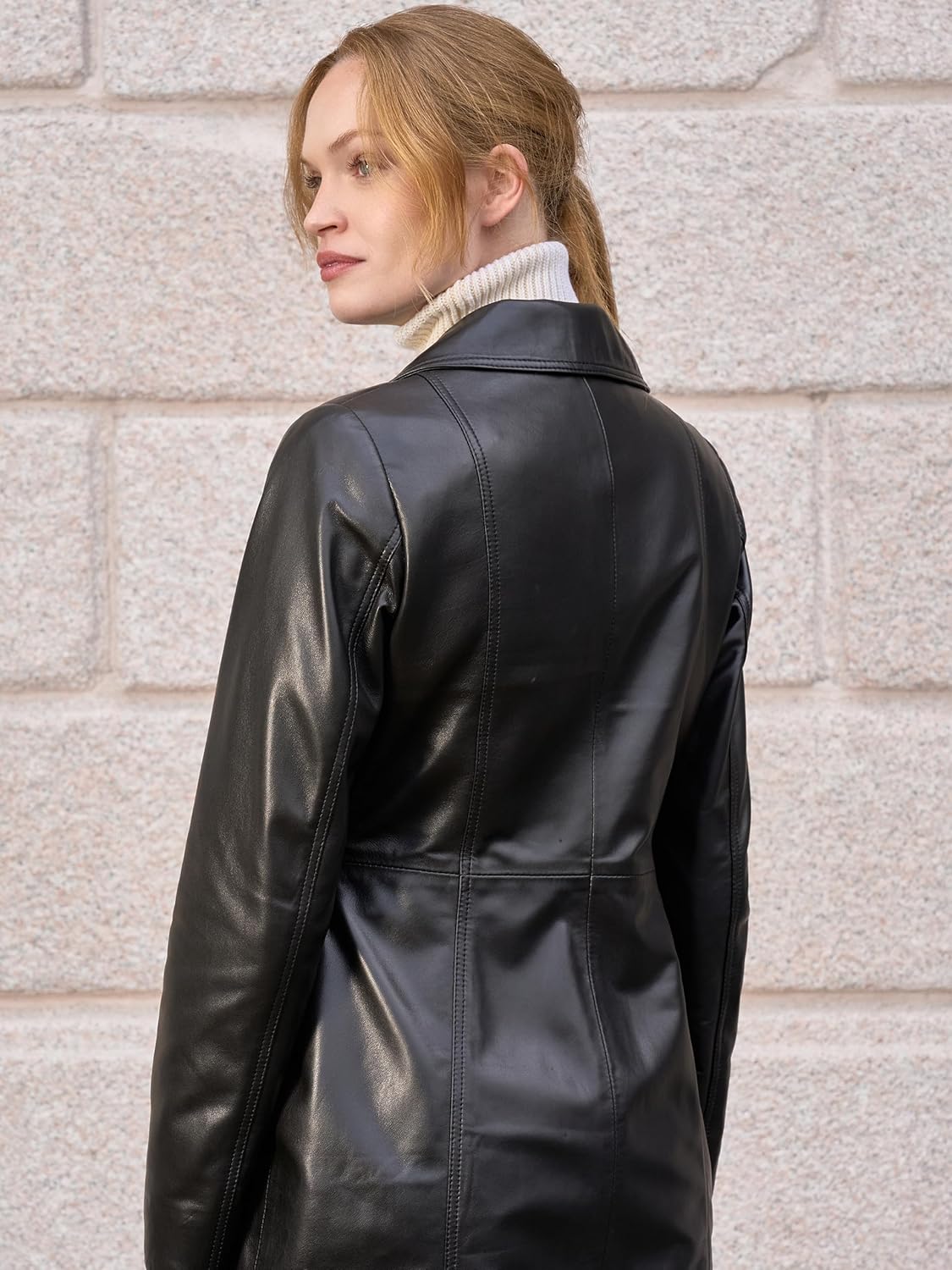 Bigardini Women's Italian Genuine Lambskin Leather Trench Coat - Image 5