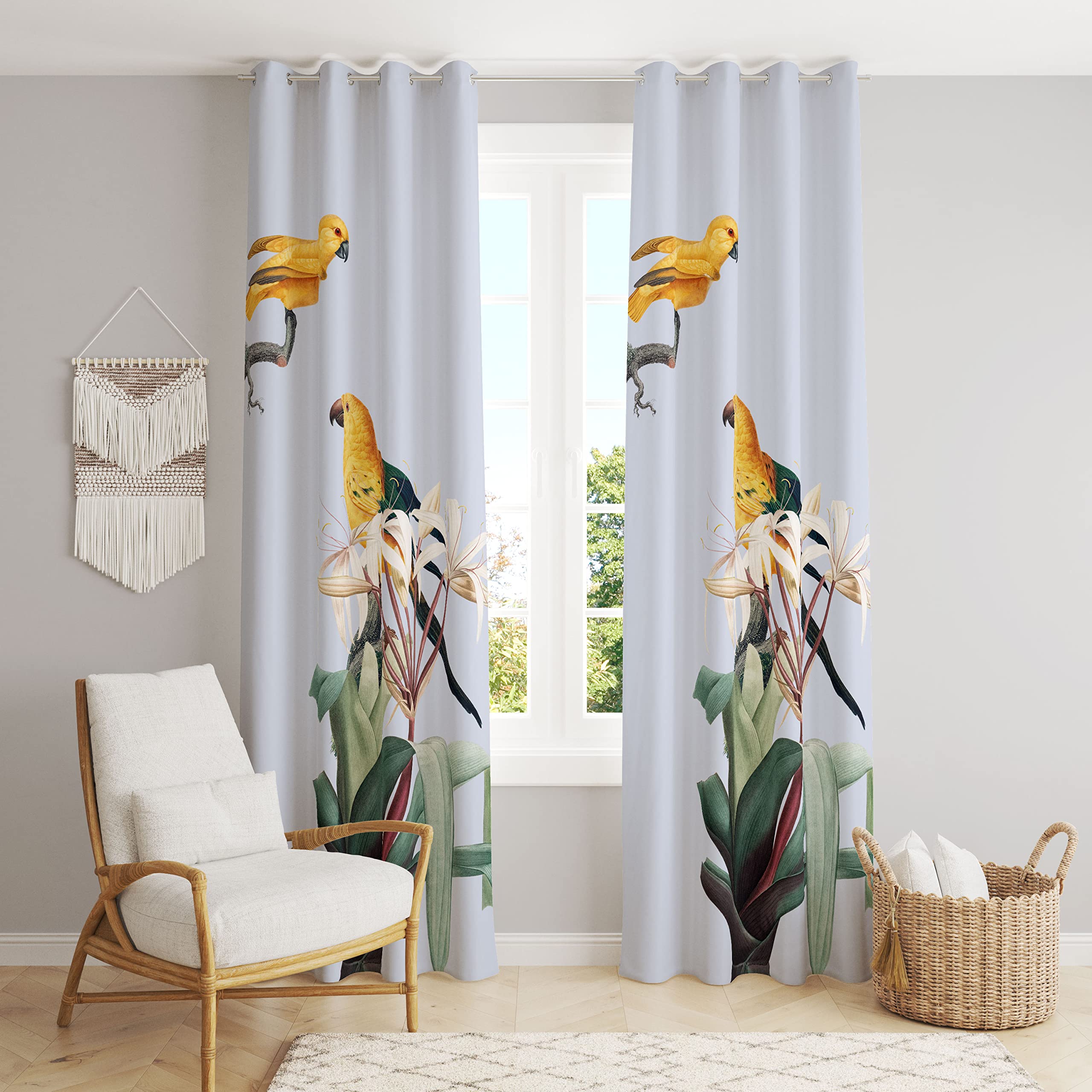 Aadrika Polyester Yellow Parrot Digital Printed Long Door Curtain, Living Room Darkening, Set of 2, 9 Feet (B0BNHPQ8JJ) Amazon Price History, Amazon Price Tracker