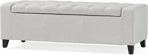 Miniatura 24 de Christopher Knight Home Otomana de almacenamiento de tela Hikaru, gris oscuro. Dimensiones: 20.50 pulgadas de profundidad x 51.00 pulgadas de ancho