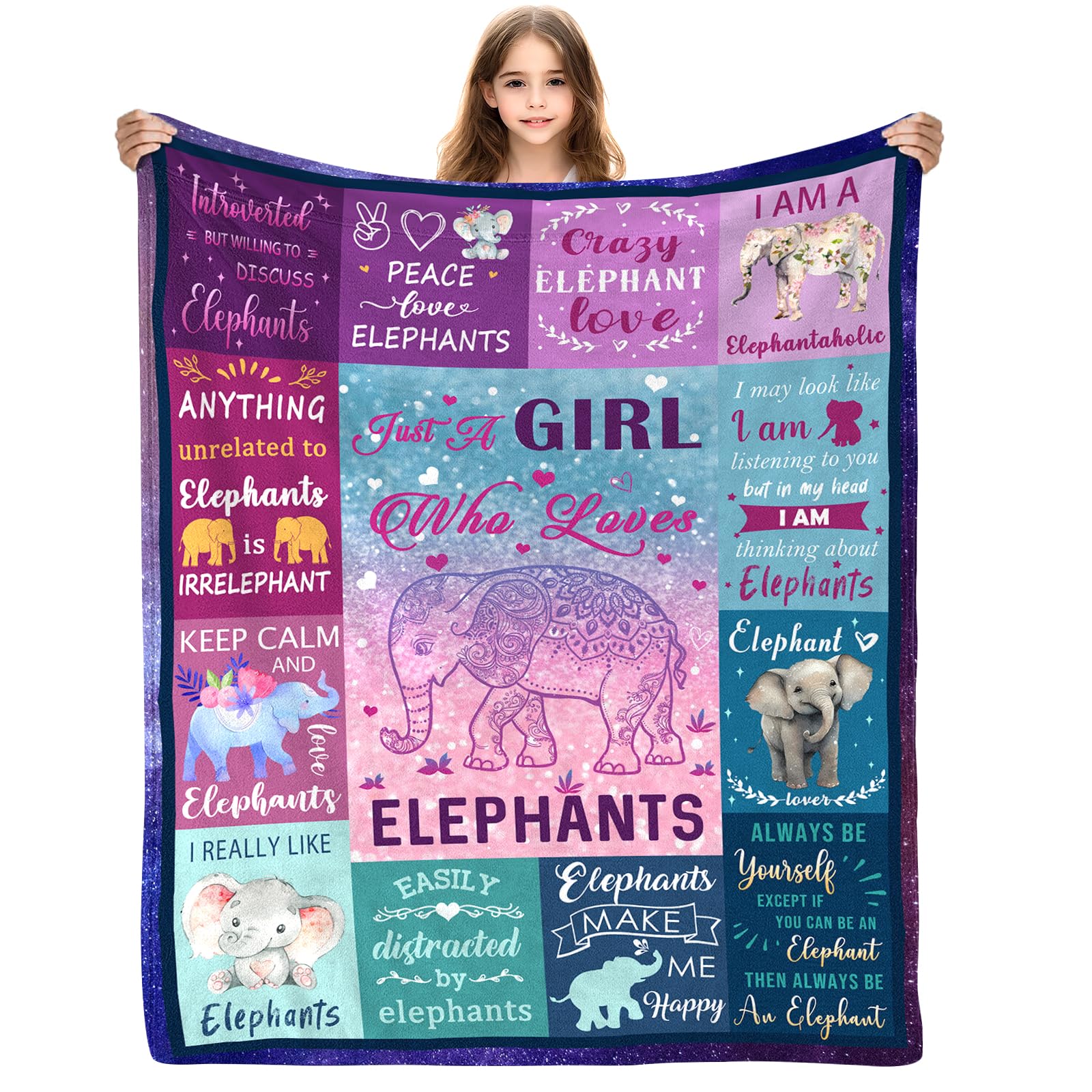 Yasrlvun Elephant Gifts for Women Men 50x60 Inch Elephant Throw Blanket for Elephants-Lovers Christmas Thanksgiving Elephants Presents
