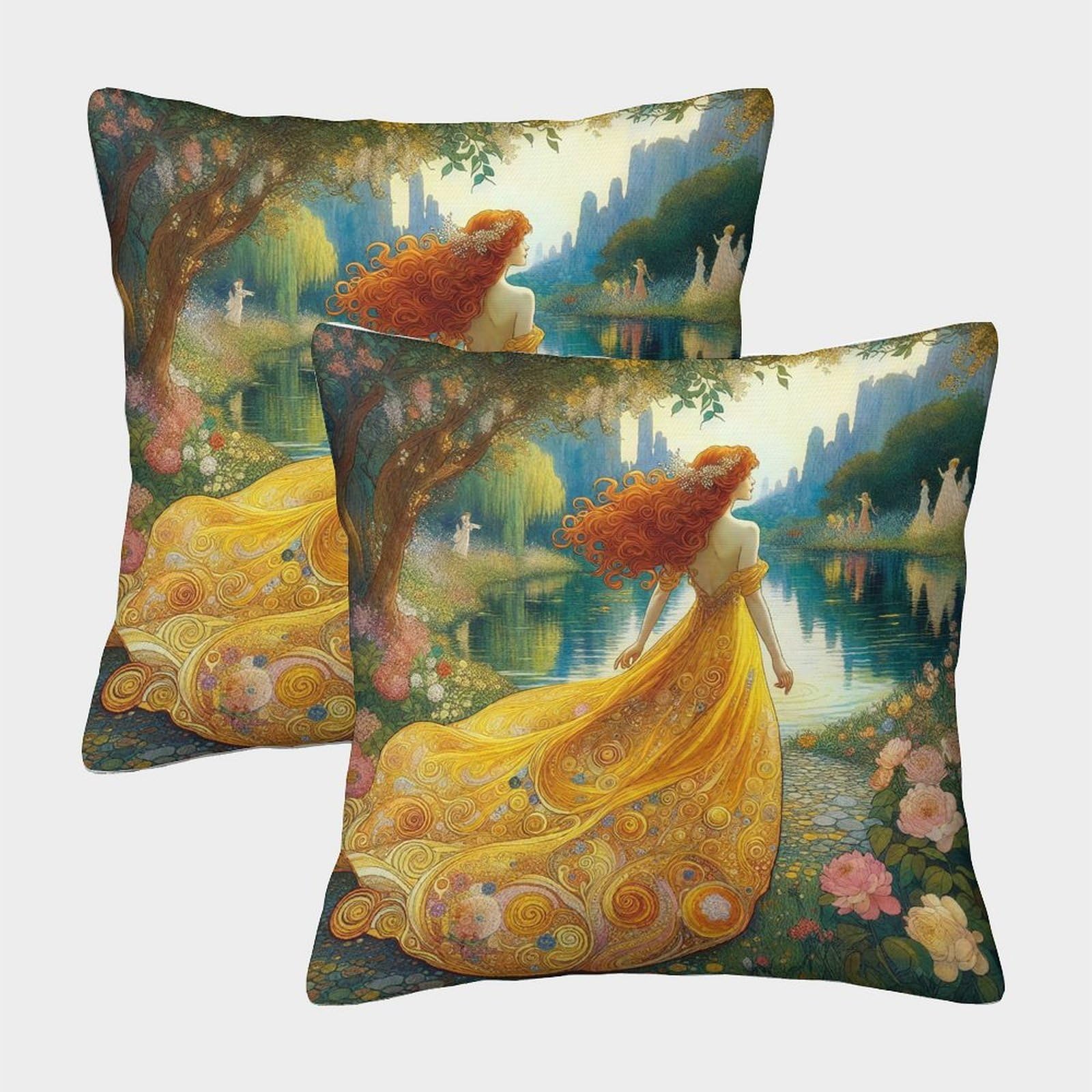 QFVANSIYO Dreamy Forest 3D Printed Pillowcase Microfiber Bedroom Bedding Romantic Lake Pillow Cover Decor for Adults Teens 45x45cm