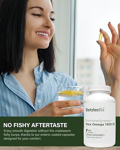 Miniatura 5 de HormoneSynergy Omega 1300 EC - Cápsulas blandas de aceite de pescado - Suplemento Omega 3 de alta resistencia con absorción mejorada - Verificación
