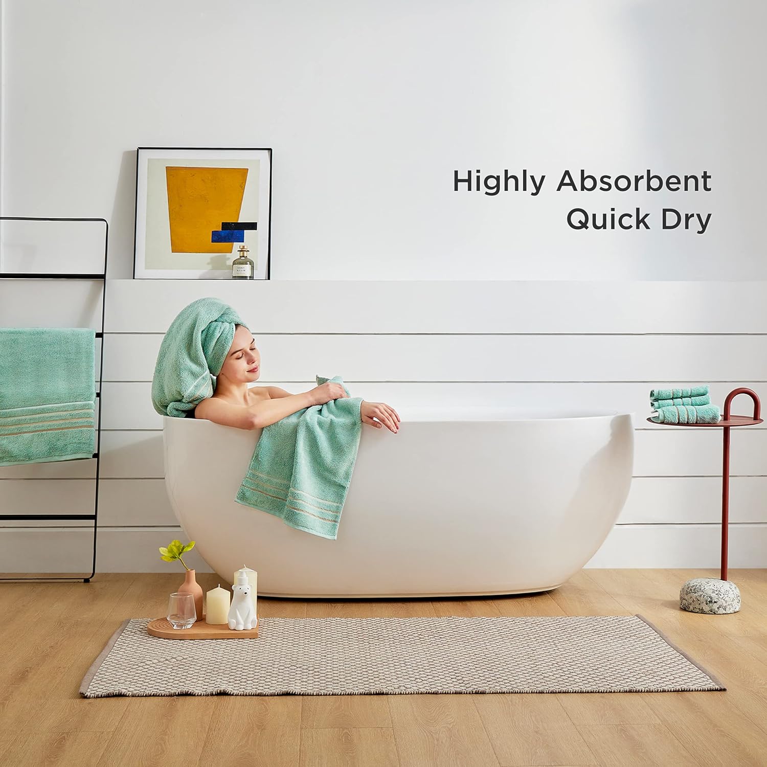 Bedsure Rayon from Bamboo Cotton Bath Towels - Bath Towel Set of 6, Teal Towels for Bathroom, Hotel, Spa, 2 Bath Sheets, 2 Hand Towels, 2 Washcloths : Home & Kitchen