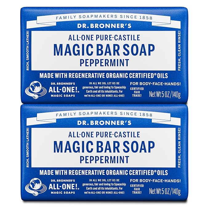 Dr. Bronner's Pure-Castile Magic Bar Soaps - Peppermint (5oz, 2-Pack)