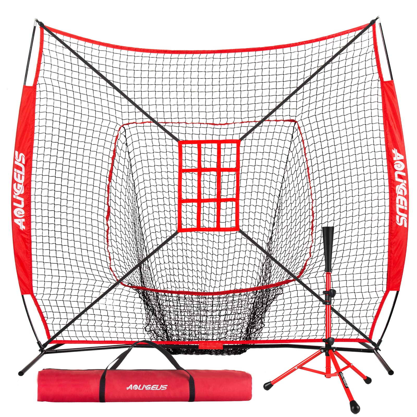 7'x7' Baseball Softball Practice Net with Strike Zone Target
