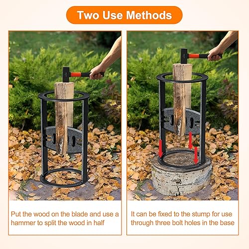 Miniatura 8 de Divisor de madera de leña actualizado, cuña divisora de troncos, moldeo de una sola pieza portátil seguro de acero fundido resistente para cortador