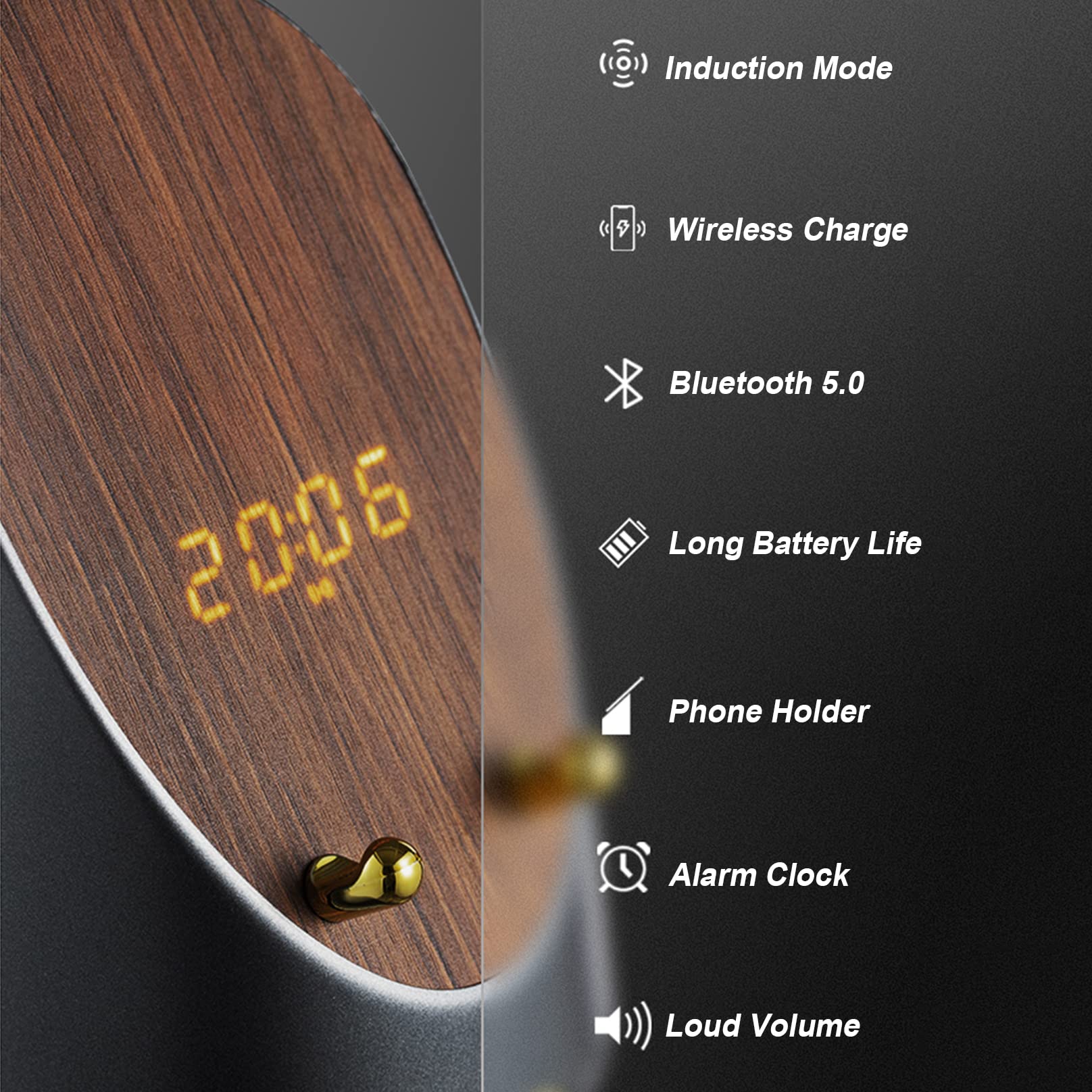 Stojak na telefon komórkowy na biurko uchwyt na smartfona z bezprzewodowym ładowaniem, głośnikiem Bluetooth i budzikiem, akcesoria biurowe do domu prezent na Halloween Boże Narodzenie