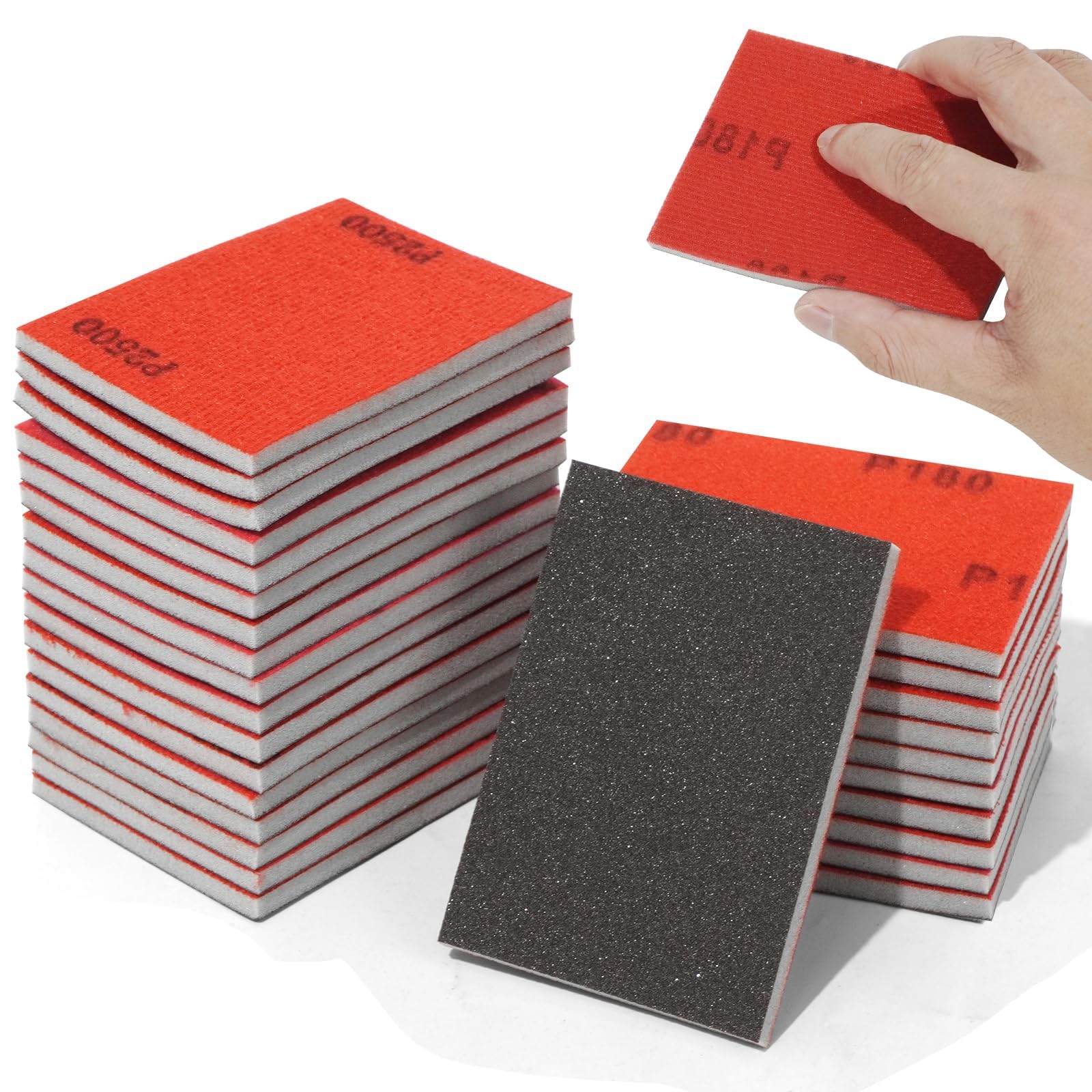 Taybong 28 Pcs Sanding Sponge, 180-3000 Grit Foam Sanding Pads, Wet and Dry Sandpaper Sponges for Wood Metal, Furniture Polishing