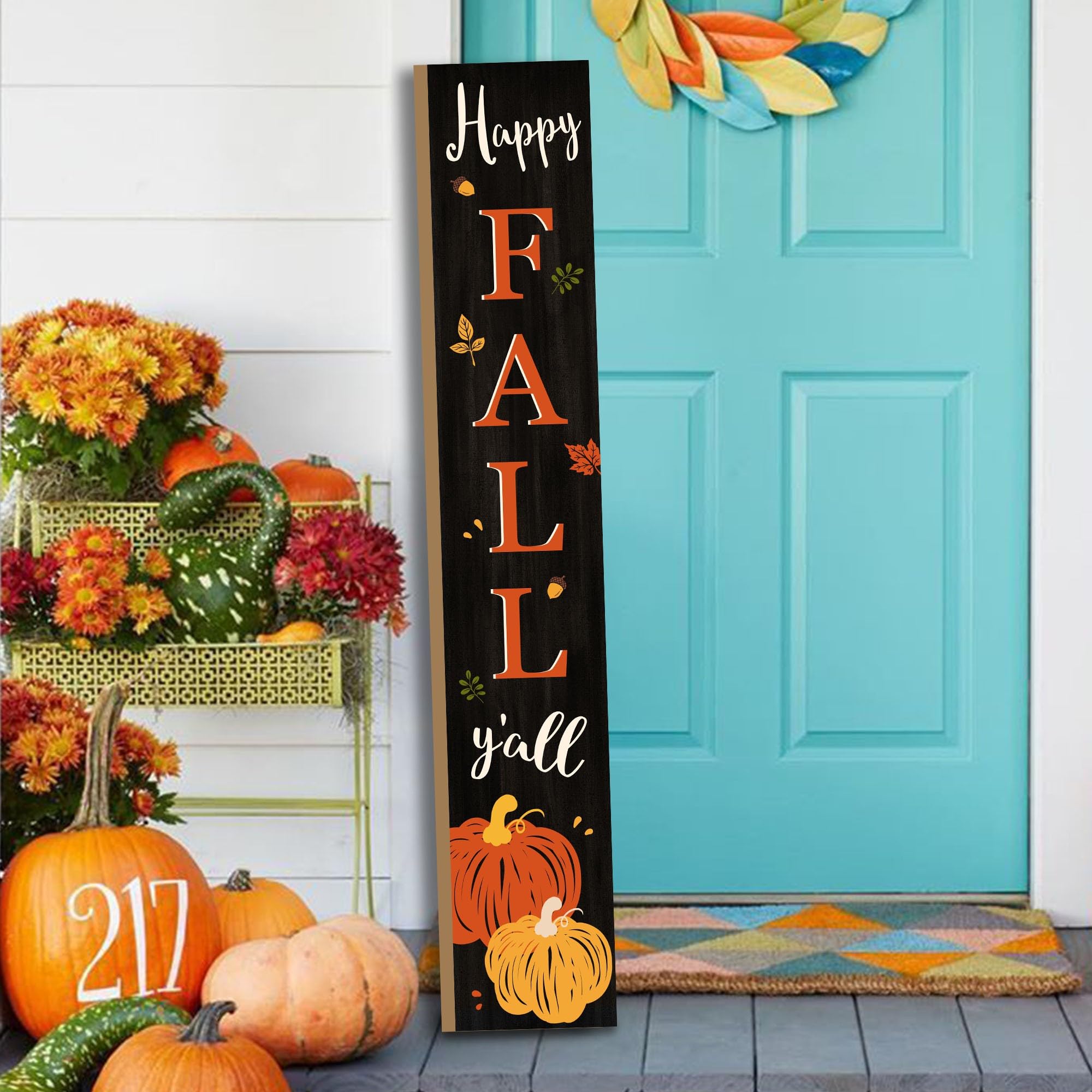 ORTIGIA Fall Pumpkin Gnome Porch Sign Happy Fall Yall Banner For Front Brown Door Gratrful Thankful Blessed Hanging Flag Vintage Farmhoe Seasonal Wall Decor Indoor Outdoor Party Supplies - View #7