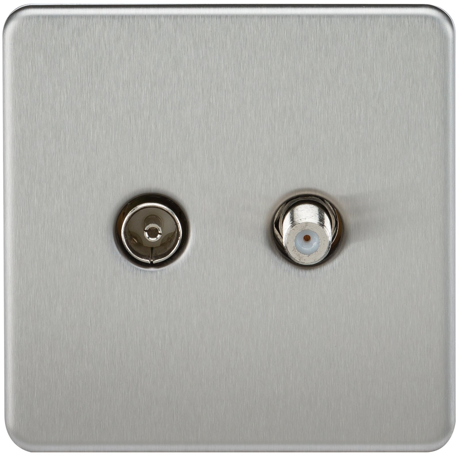 Knightsbridge Brushed Chrome Sf0140bc (Isolated) Screwless Sat Tv Outlet,