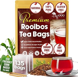 TOG999 Red Rooibos Tea Bags, Rooibos Herbal Tea, Caffeine-Free, 135 Count | Red Bush Tea, Redbush Tea Bags, Rooibos Tea Leaves, Herbal Tea Bags, Gluten-Free, Vegan, Sugar-Free, Hot or Iced, Easy Brew