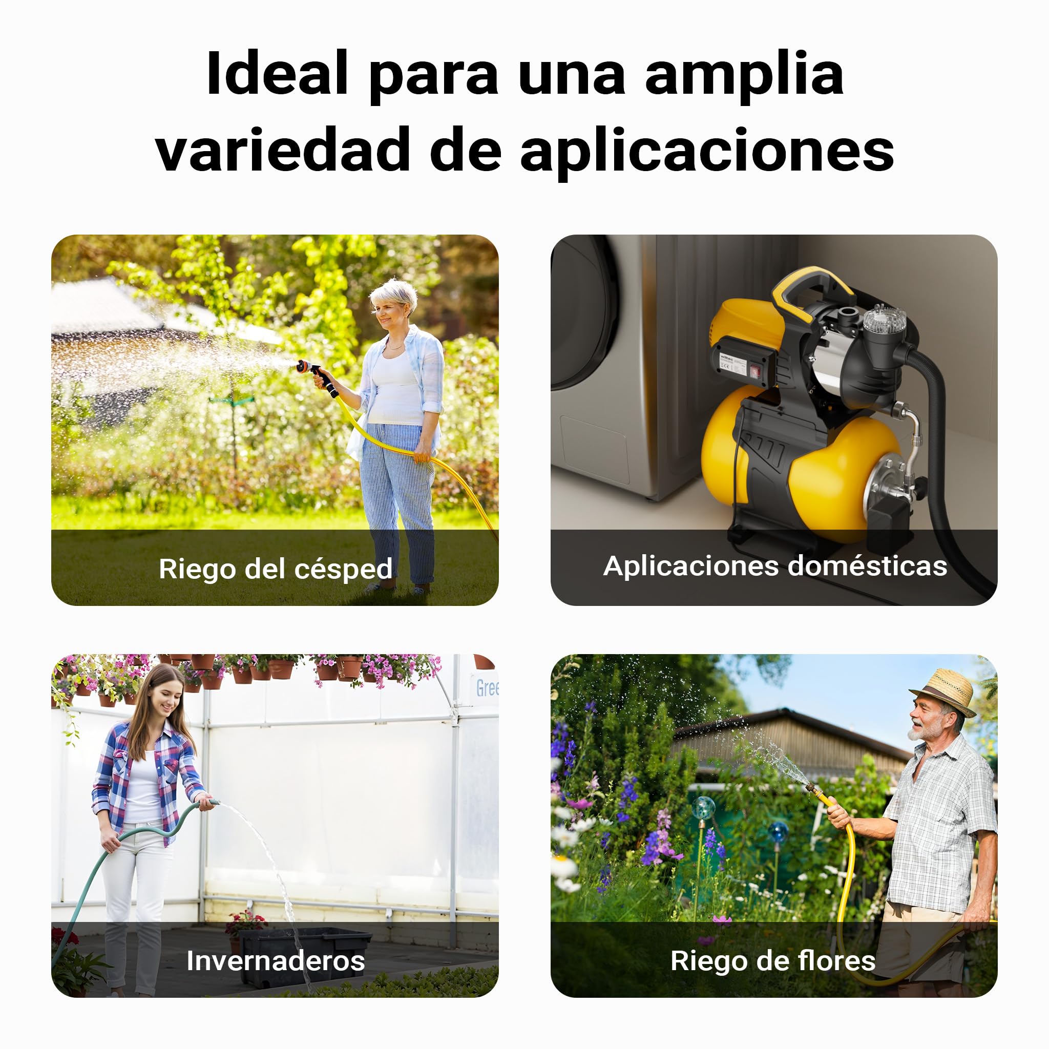 Wiltec Bomba de agua 1300 W con tanque de presión de 24 L y prefiltro, caudal 5000 l/, equipo de presión de agua para uso doméstico, carcasa de acero inoxidable, altura de elevación 50 m
