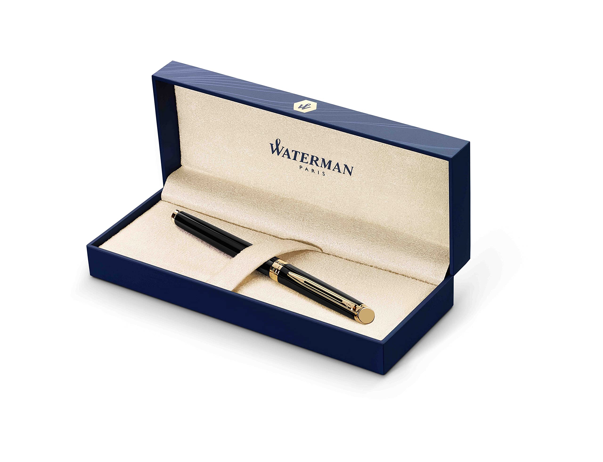 Waterman Emisfero Penna a Sfera Con Incisione Regalo per Mann E Frau Ispirato Di Parigi Moda Personalizzato Incisione Blu Inchiostro (Vernice Nero G.C