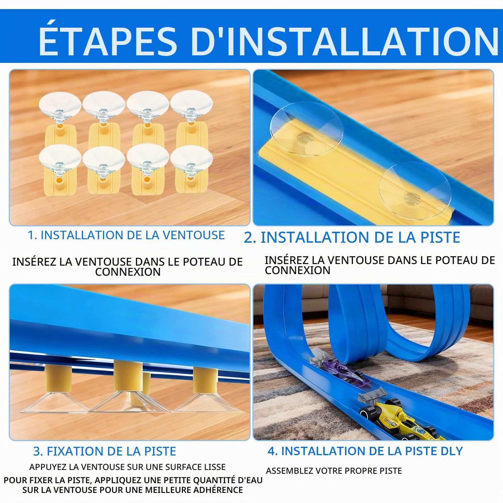 Circuit Voiture Enfant 5M, Jouet de Piste de Course Portable, Jeu de Course Automobile, Jouet de Voiture, Piste de Course Portable Double Voies pour Enfants de 3+ Ans
