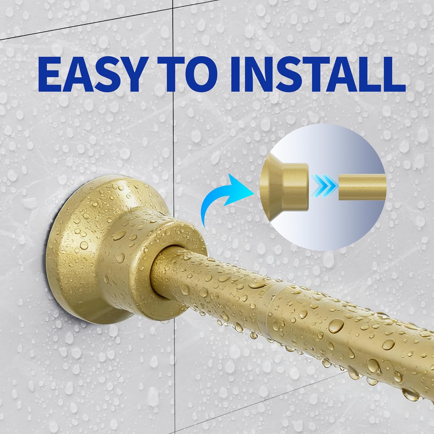 シャワーカーテンロッド 31~76インチ 調節可能なテンションシャワーロッド 直径1インチ 高耐久 防錆 突っ張りカーテンロッド バ