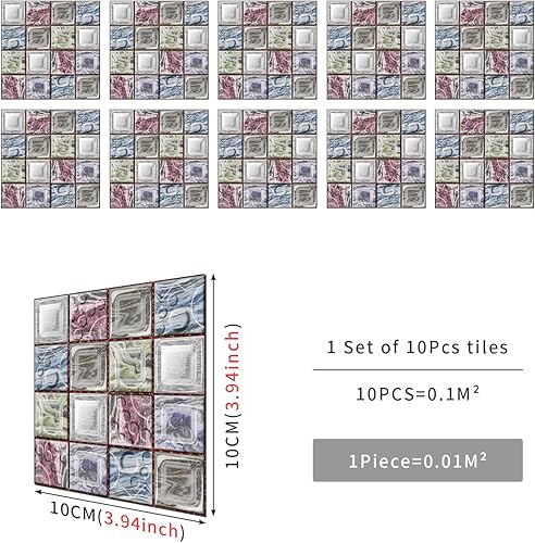 Miniatura 6 de Adhesivo para azulejos de mosaico, despegar y pegar, pegar en azulejos de pared para cocina, azulejos de pared, calcomanías de baño, autoadhesivas,