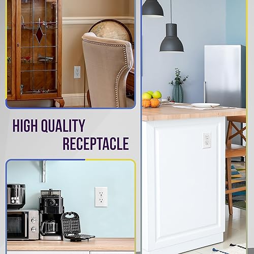 Miniatura 4 de Enerlites 61580-TR-WWP-10PCS - Paquete de tomas de corriente dúplex y placas de pared, receptáculo eléctrico resistente a manipulaciones, 15 A 125V,