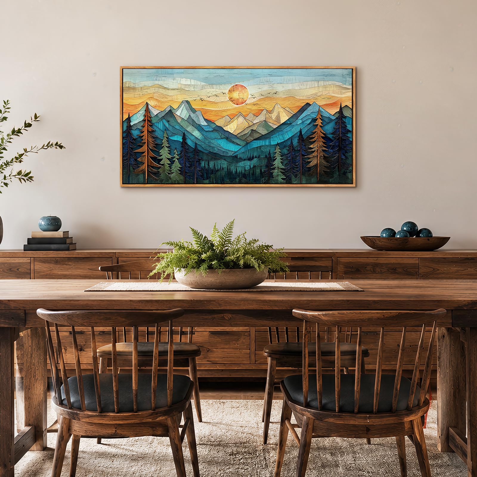 hyidecorart Bosque Montañas Moderno Marcos Cuadros Decoracion 50x100 cm | Motivos Finos, Impresión HD, Grandes Formatos, Fácil de Colgar, Tejido de Lienzo, Decoración Mural Tranquila, Arte Regalo