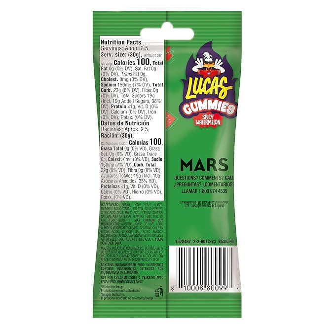 Lucas Spicy Gummies Watermelon Flavored 12 Pack 29.6 oz miniatura 2