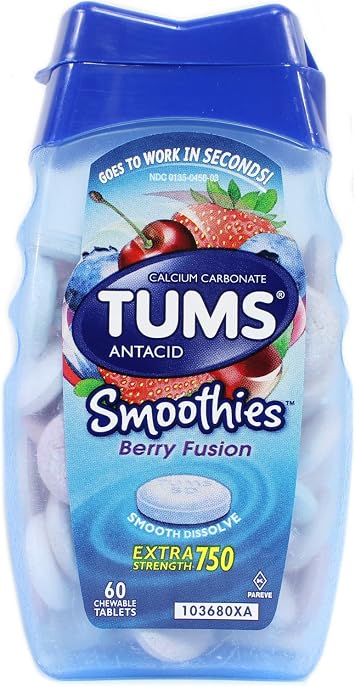 Tums Smoothies Berry Fusion and Assorted Fruit 60 Count Each