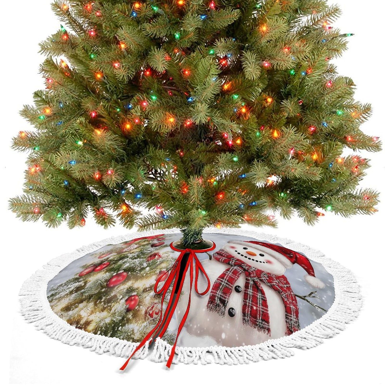 Jupe d'arbre de Noël bonhomme de neige pour magie des fêtes