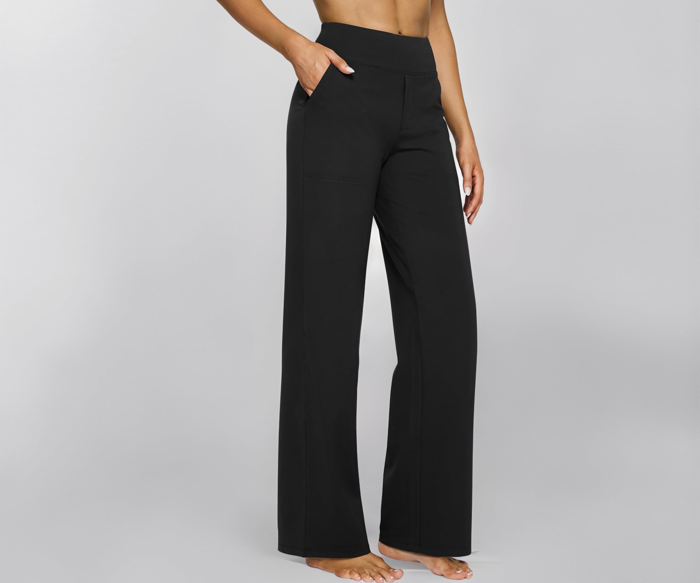 G4Free Wide Leg Pants for Women Yoga Dress Pants with Pockets High Waist Work Business Casual Sweatpants