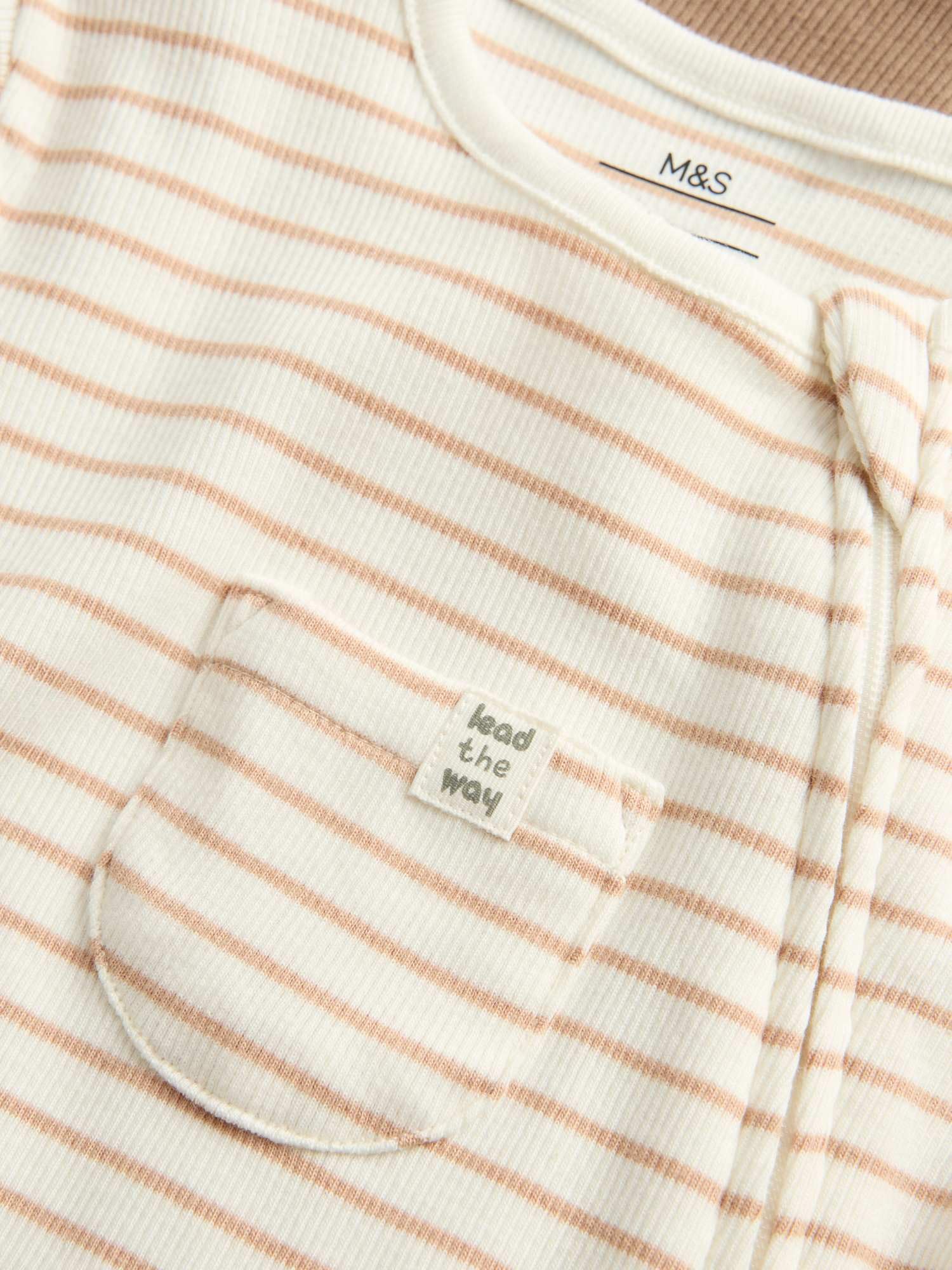 Marks & Spencer Bambino a Coste Sleepsuits 3-Pack Ricco di Cotone – Unisex per Bambini e Ragazze – con Stretch