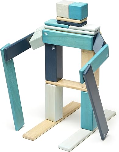 Miniatura 5 de Conjunto de 24 bloques magnéticos de madera de Tegu, blues