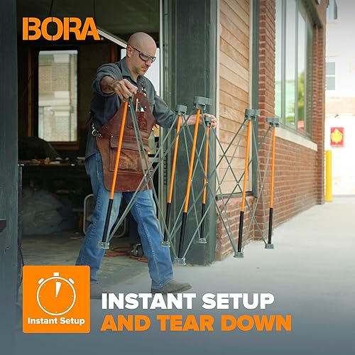 Miniatura 3 de Bora Centipede 2 pies de largo x 4 pies de ancho x 2.5 pies de alto, mesa de trabajo plegable de acero, capacidad de 1500 libras, grisamarillo