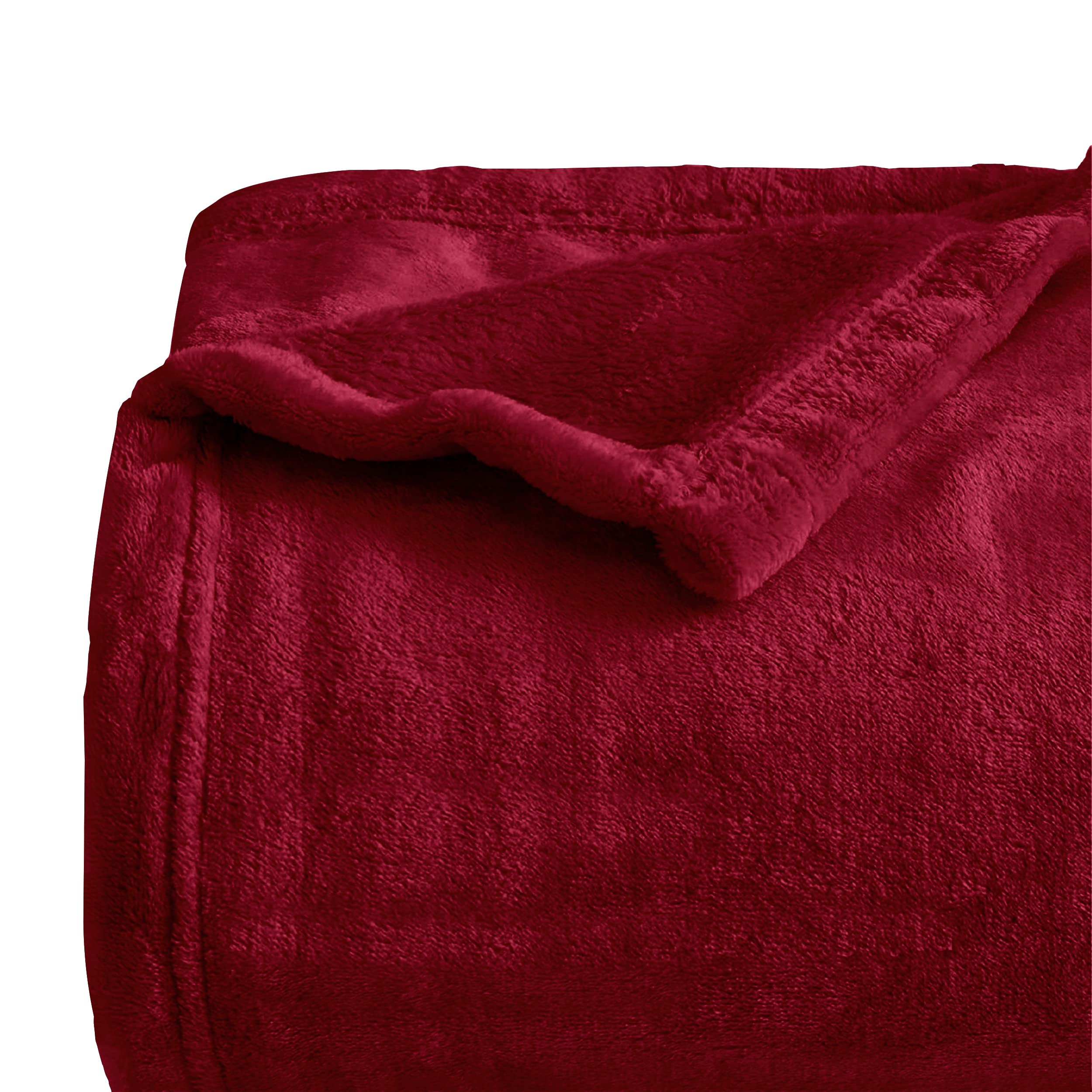 Ameha Burgundy Fleece Blanket - Super Soft Fuzzy Throw Blanket For Sofa And Couch - Luxury 400 Gsm Microfiber Fluffy Bed Blankets And Throws, 130X150 Cm
