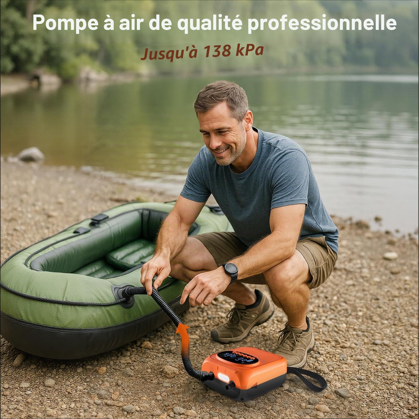 Pompe Électrique 20 PSI pour Sup - Pompe Intelligente Rechargeable avec Connecteur 12V, Gonflage/Dégonflage Auto-Arrêt - pour Paddle, Kayak, Tentes, Matelas Air, Jouets Piscine