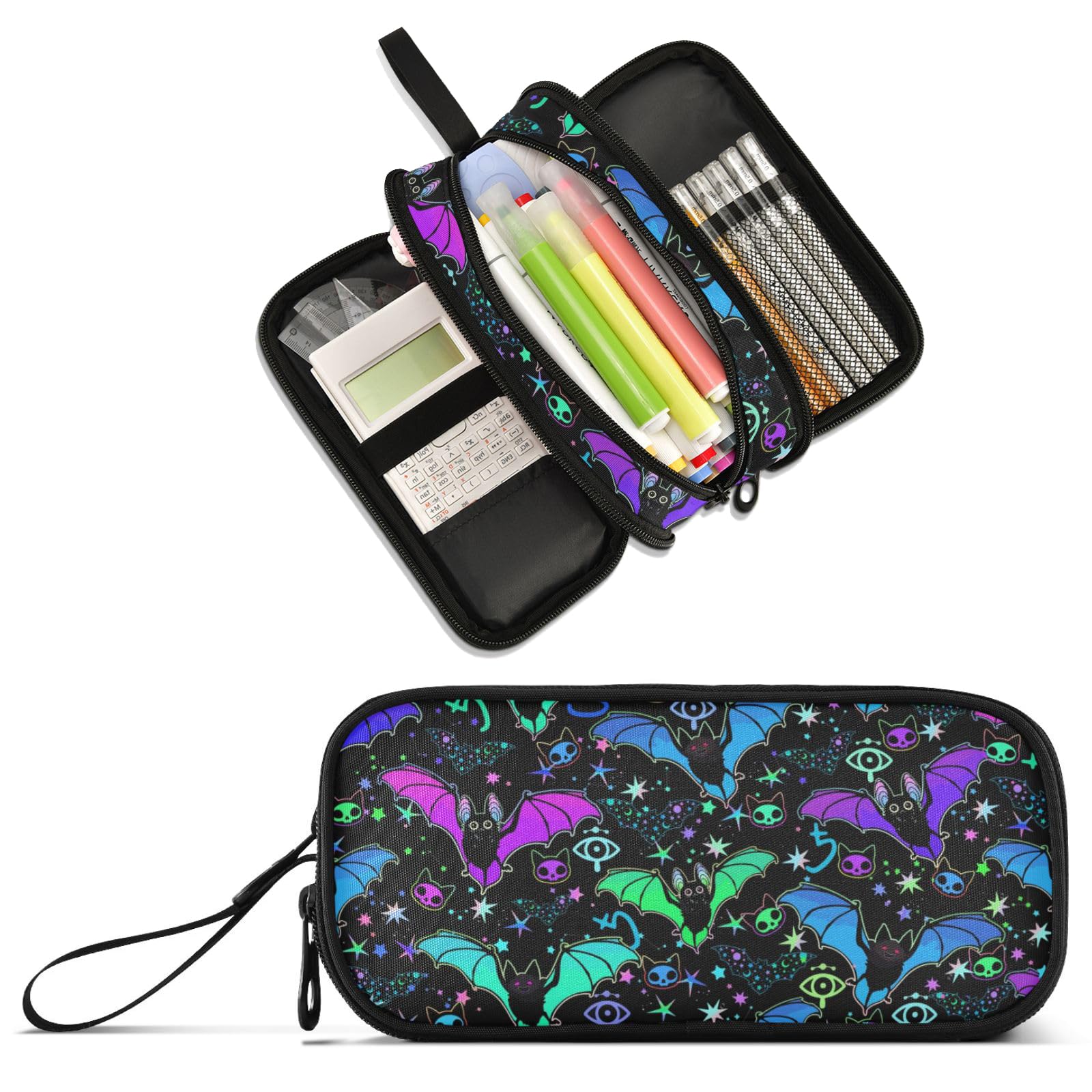XUWU Magic Bat Large Capacity Pencil Case Pencil Pouch Office School Large Storage Pen Bag 3 Compartment pencil box for Adults School Teen Girl Boy