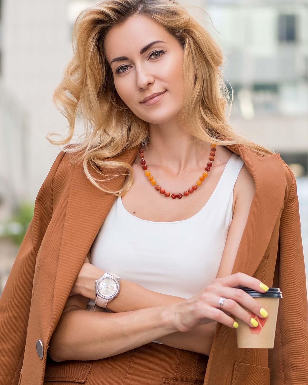 Beaded Necklaces for Women, Natural Gemstone Bead Choker Necklace10MM Bead Strand Choker Collarbone Necklace Healing Crystal Chakra Necklace Western Jewelry For Women Jewelry Gifts - Image 5