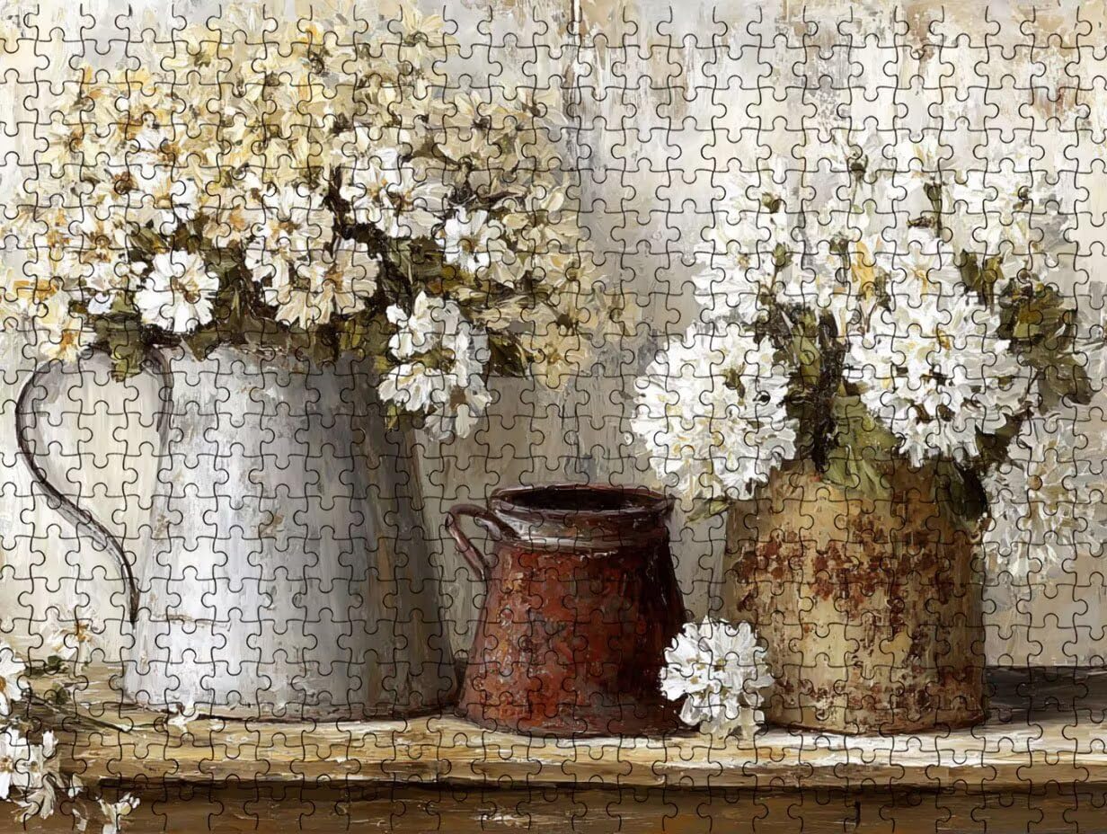 Puzzle 4000 dla dorosłych, białe kwiaty, klasyczne puzzle YHPGL743