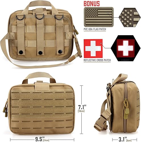 Miniatura 2 de LIVANS Tactical Molle - Bolsa médica de tamaño mejorado, bolsa de primeros auxilios de gran capacidad, bolsa IFAK Molle EMT, bolsa desmontable de
