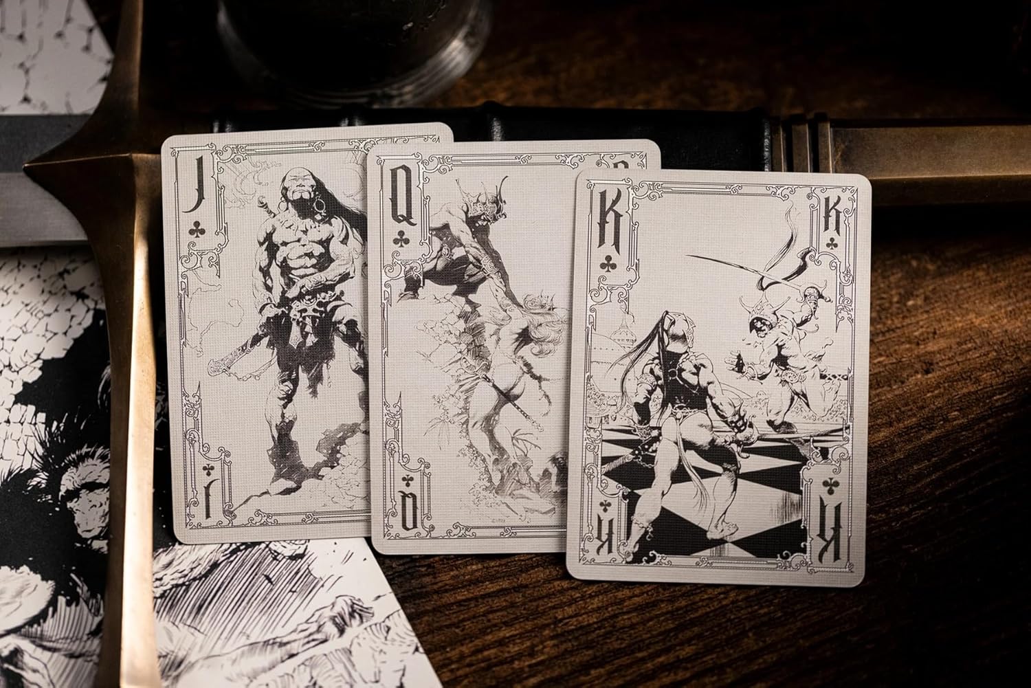 Kings Wild Project Frazetta Drawings Luxury Playing Cards - Standard Edition, Frank Frazetta Art Deck, Collectible, Poker Size, Custom Index & Silver Foil Finish