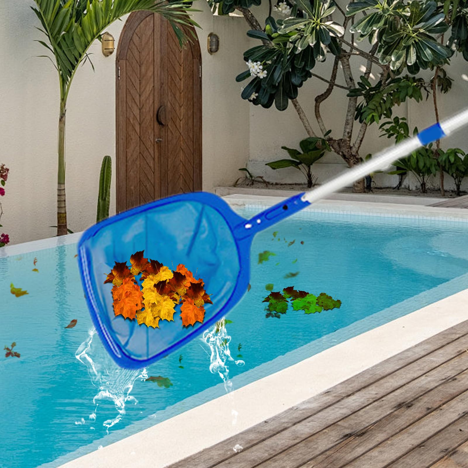 4 Kit De Nettoyage De Piscine, Filet De NettoyageDe Piscine avec Poteau Réglable, Épuisette DePiscine, Brosse De Nettoyage DePiscine, Accessoires pour Nettoyer Les bassins de Jardin