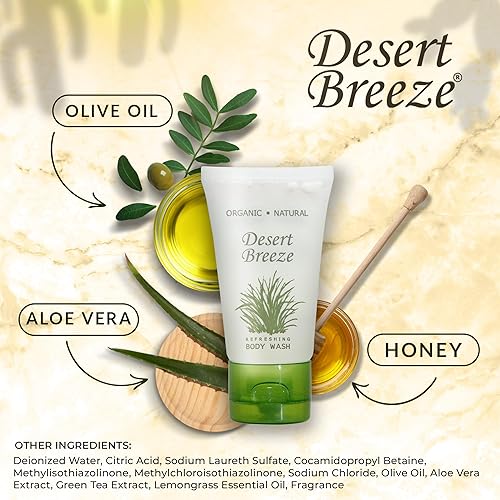 Miniatura 4 de Desert Breeze Gel de baño, artículos de tocador de hotel tamaño viaje, tapa abatible de 1 oz (caja de 20)