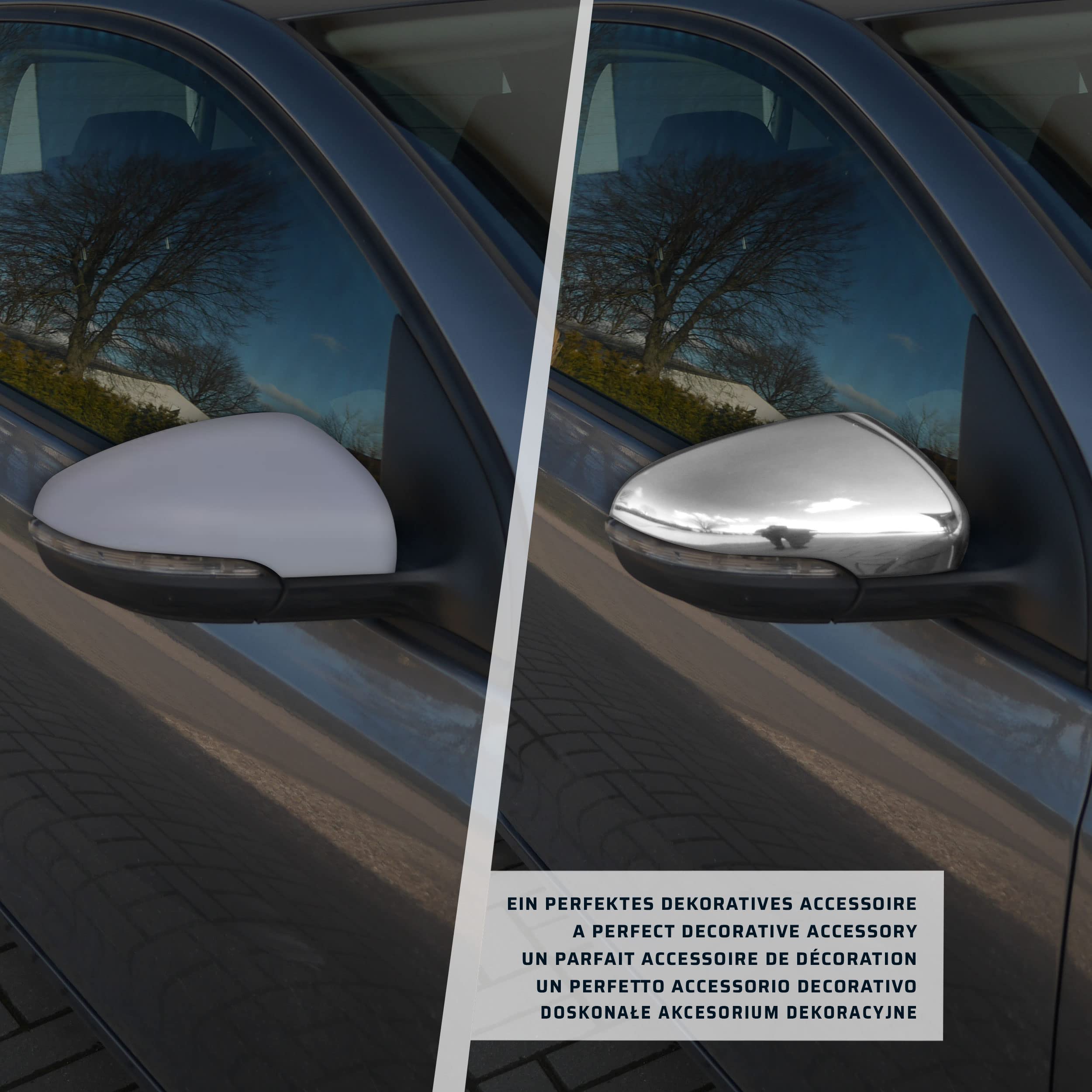 CHROMEMASTER | Nakładki na Lusterka Zewnętrzne | Kompatybilne z VW Golf Mk6 Hatchback, 3 Drzwi 2009-2013 | Stal nierdzewna; Osłony Lusterek to Niepowtarzalny Wygląd Auta i Ochrona Przed Uszkodzeniem