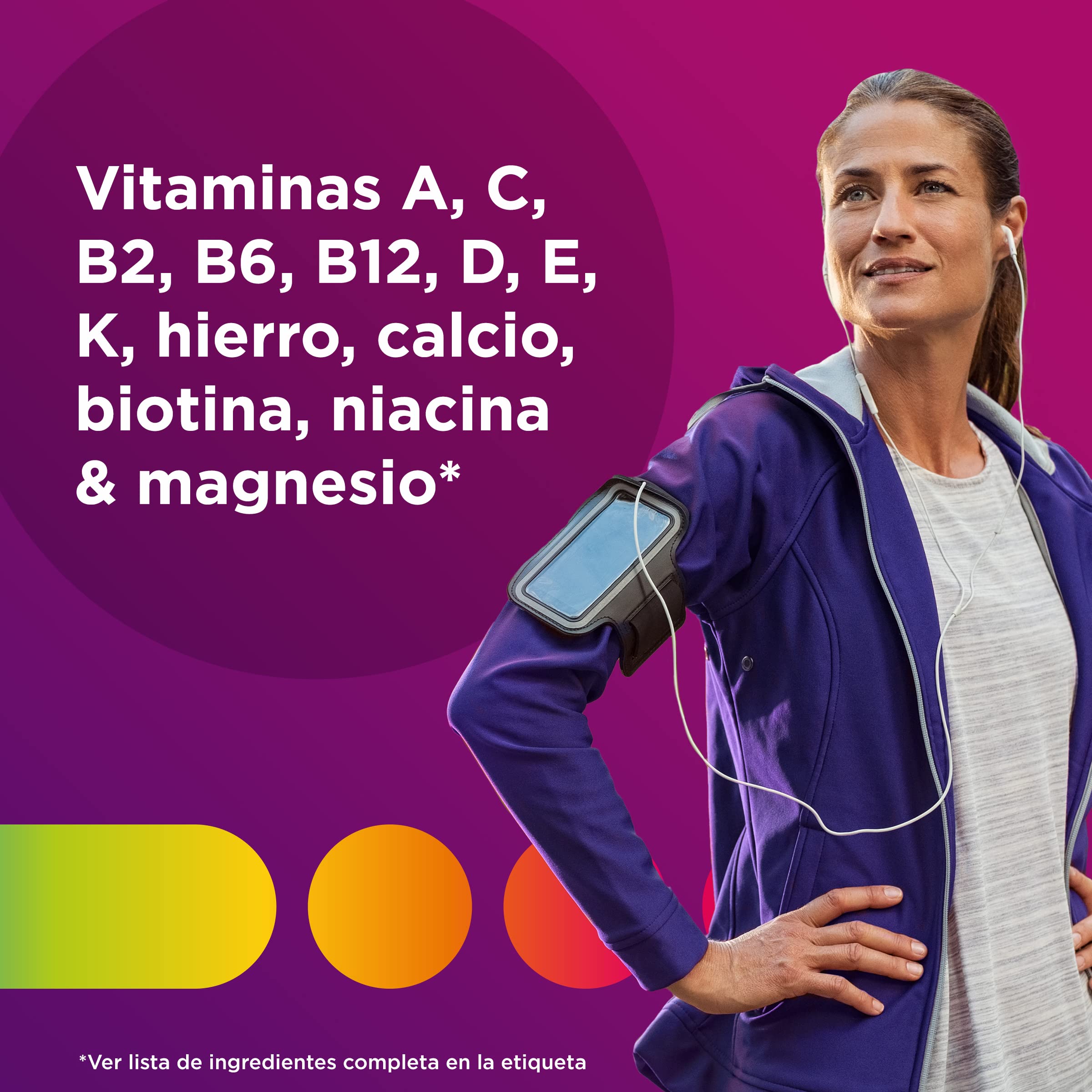 Multicentrum Mujer Complemento Alimenticio Multivitamínico y Multimineral Para Mujeres, Con Vitamina C y Zinc, Sin Gluten, 100 Comprimidos