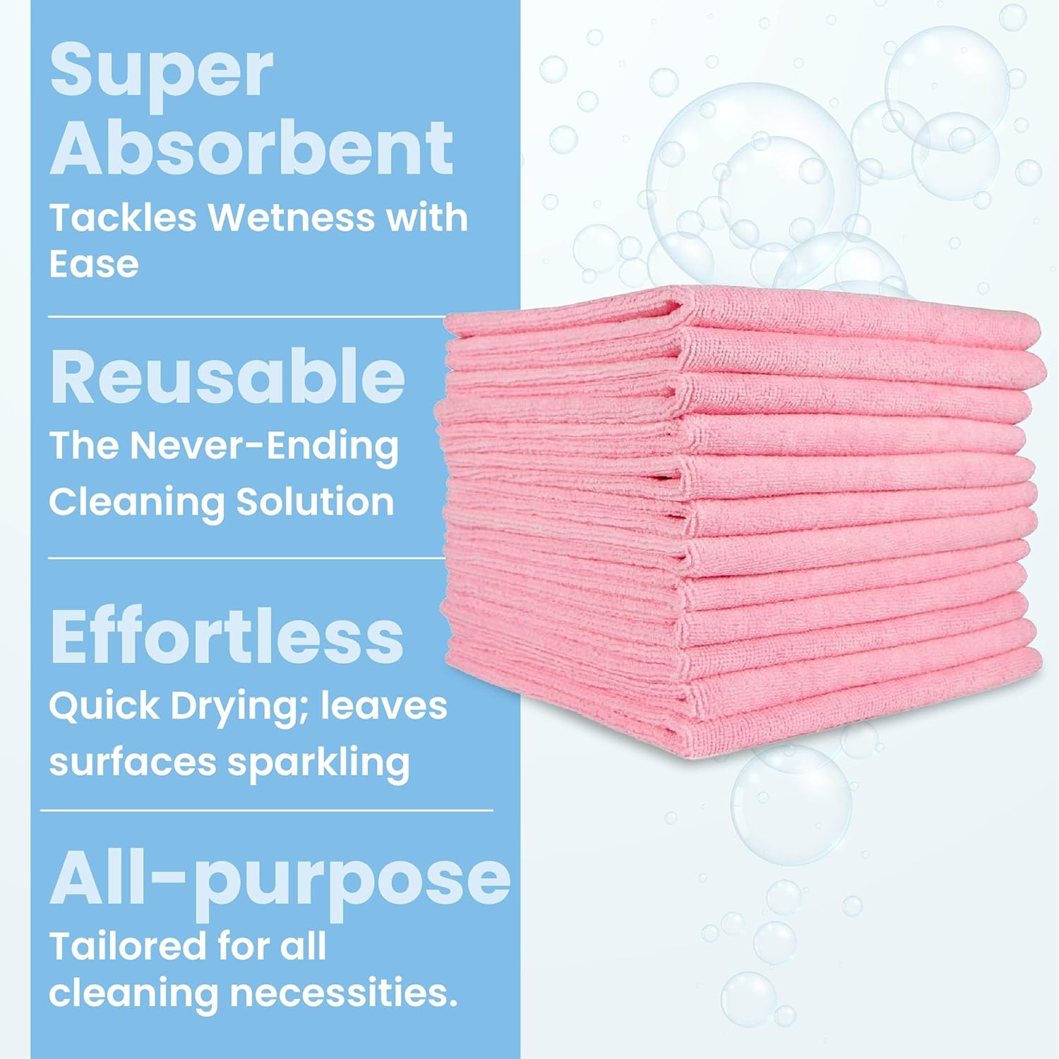 A&A Wiping Cloth- Microfiber Cleaning Towel, Super Absorbent Pink Microfiber Towels, Perfect for House, Cars, Windows, Gym and Office, Pink Microfiber 16x16 Towels, Pack of 180 Pieces