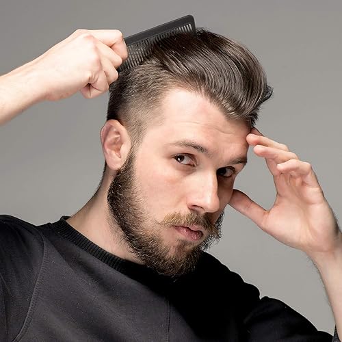 Miniatura 5 de 6 peines de corte de pelo profesional para peluqueros y peluqueros (negro, blanco y rojo)