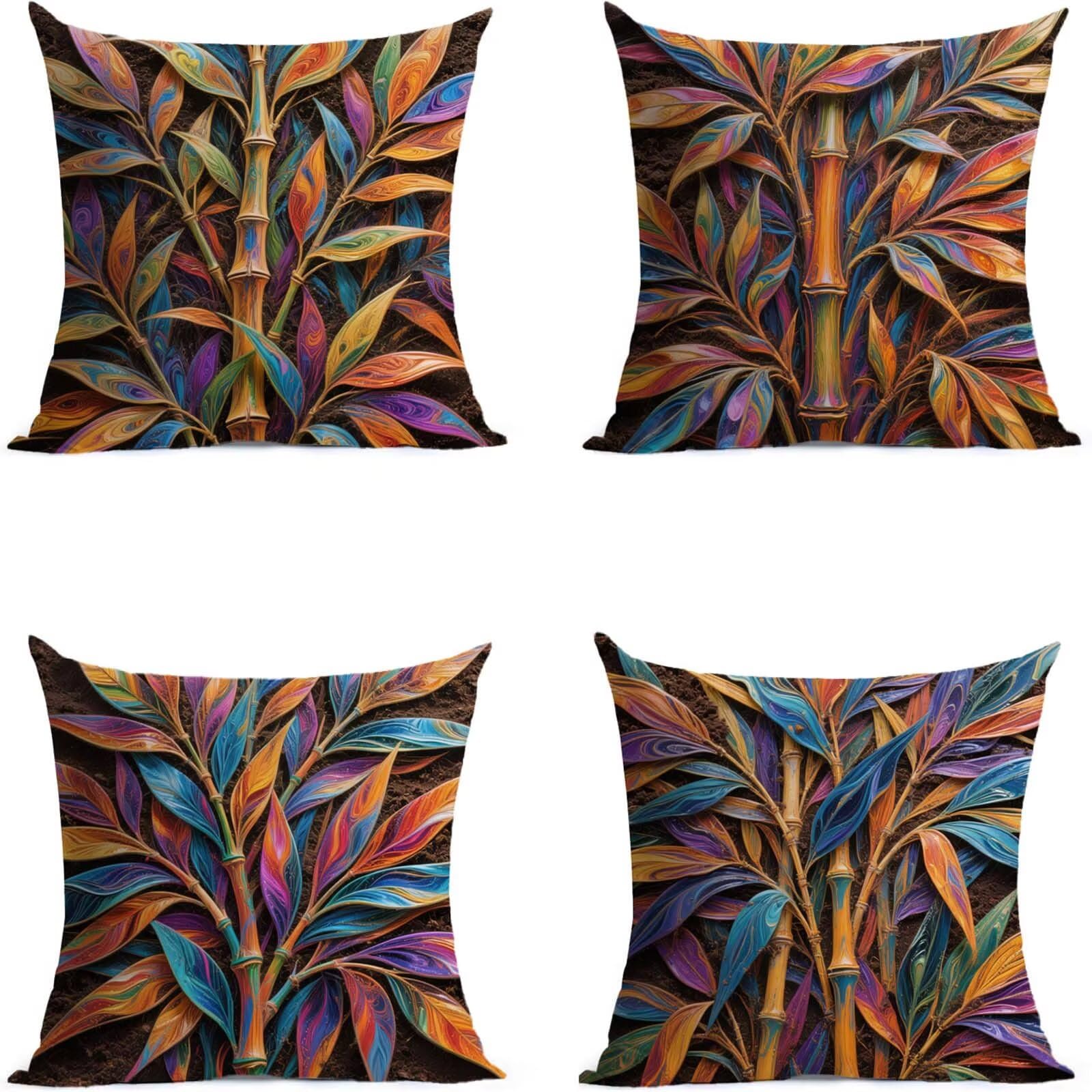 Federe Cuscini per Divano 50x50cm 4 Pack Federe Cuscino Bambù THDZ-0926