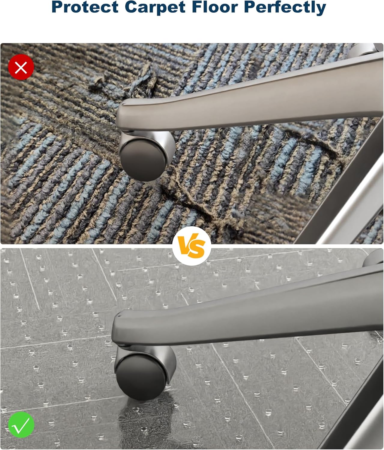 46"x 60" clear office chair mat for carpet, anti-scratch durable plastic desk chair mat for rolling chairs, waterproof non-slip carpet protector mat for work, game, home office 46"x60" (for carpet) clear