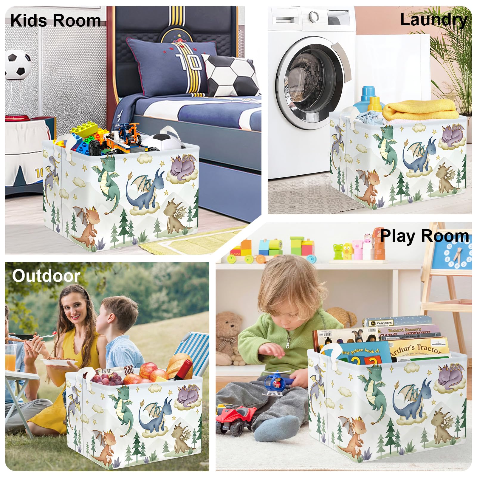 Grande Cesta Ropa Sucia Dino Bonito Plegable Cestos Almacenaje Ropa Juguetes para Padres,Árbol,36L