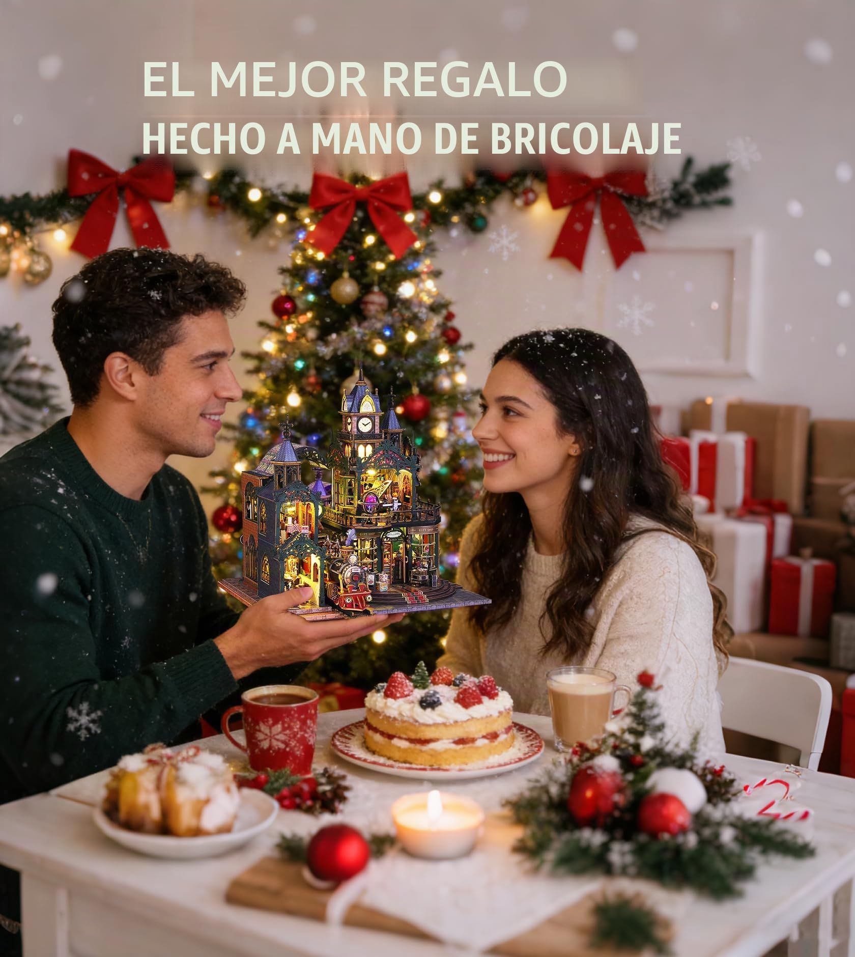 Spilay Puzzle 3D, Casa de Muñecas – Maquetas para Construir Adultos con Luz LED, Creativo de Madera para la Relajación y Decoración Amantes de los Libros