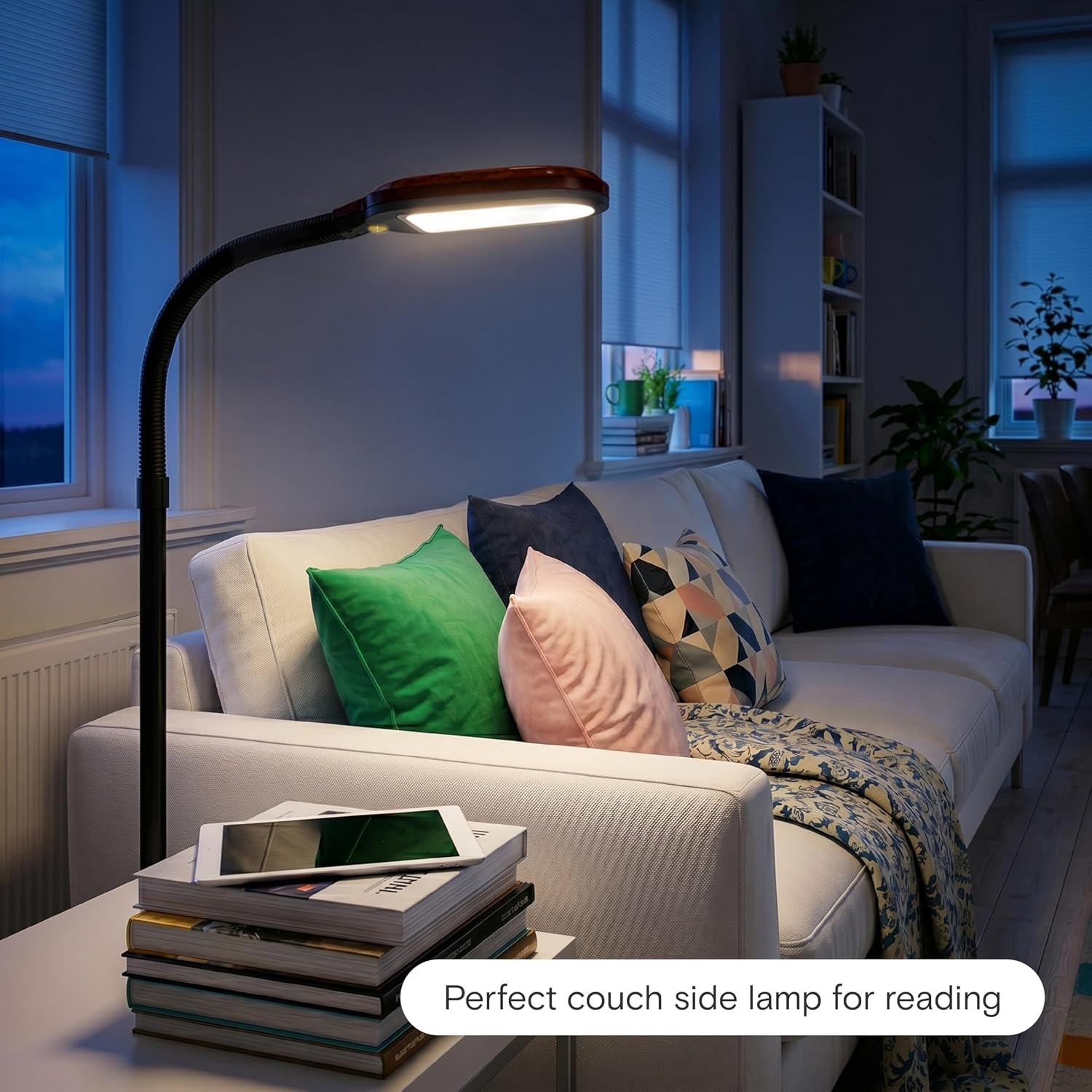  Litespan - Bright LED Floor Reading Lamp for Over Chair Crafts and Reading, Estheticians' Light for Lash Extensions, Adjustable Standing Lamp for Living Room, Bedroom, Office - Havana Brown thumbnail