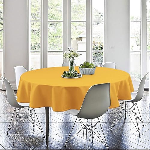 Miniatura 5 de Hiasan Mantel redondo de 80 pulgadas  Mantel de tela de poliéster impermeable resistente a las manchas a prueba de derrames, para comedor, cocina,