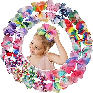 20 Colors 6Inch Large Big Hair Bows Grosgrain Ribbon Rainbow Alligator Clips Unicorn Hair Accessories For Baby Girls Toddlers Kids Children Teens Multi-colored - Buy now