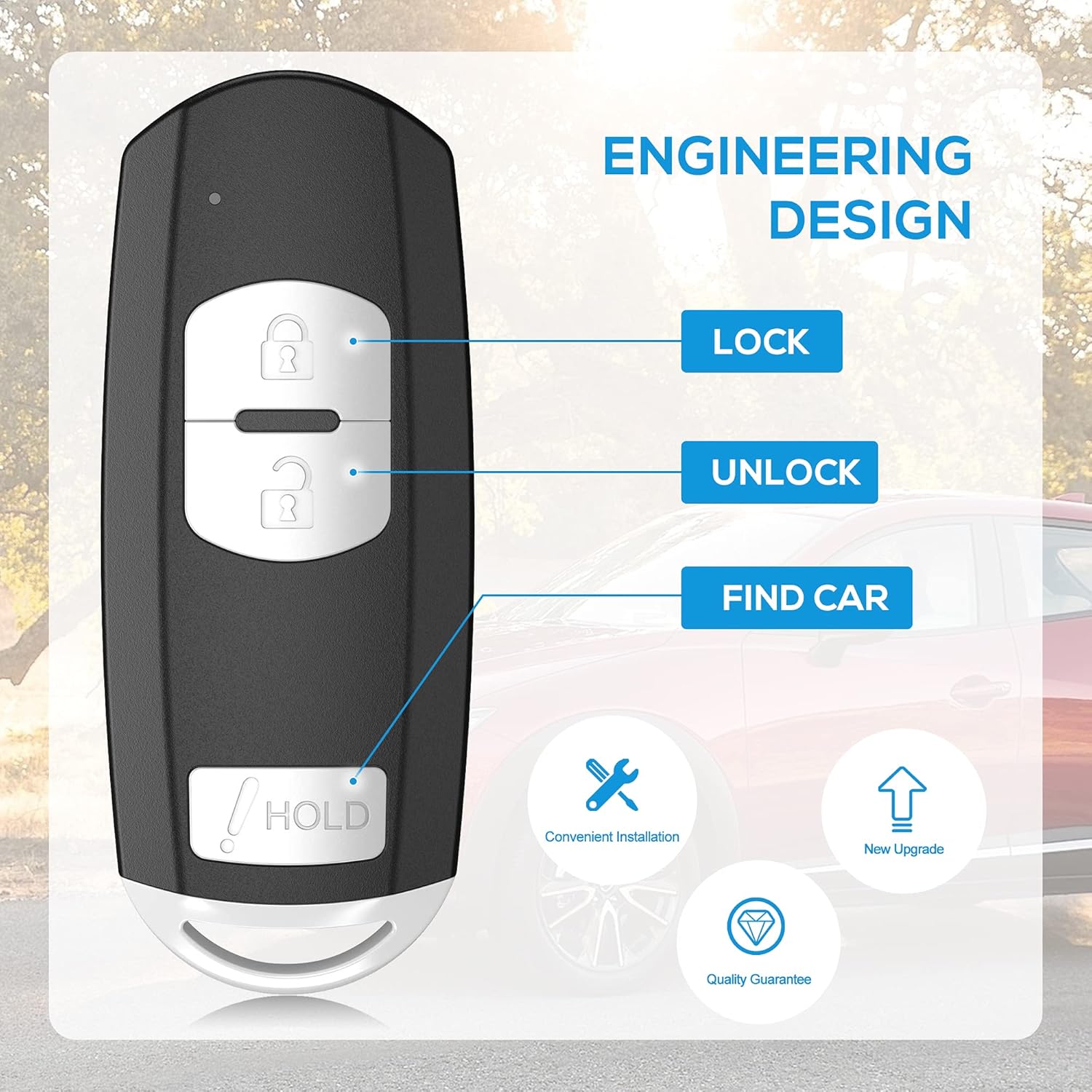 VOFONO Fit for Keyless Entry Remote 3Button Car Key Fob